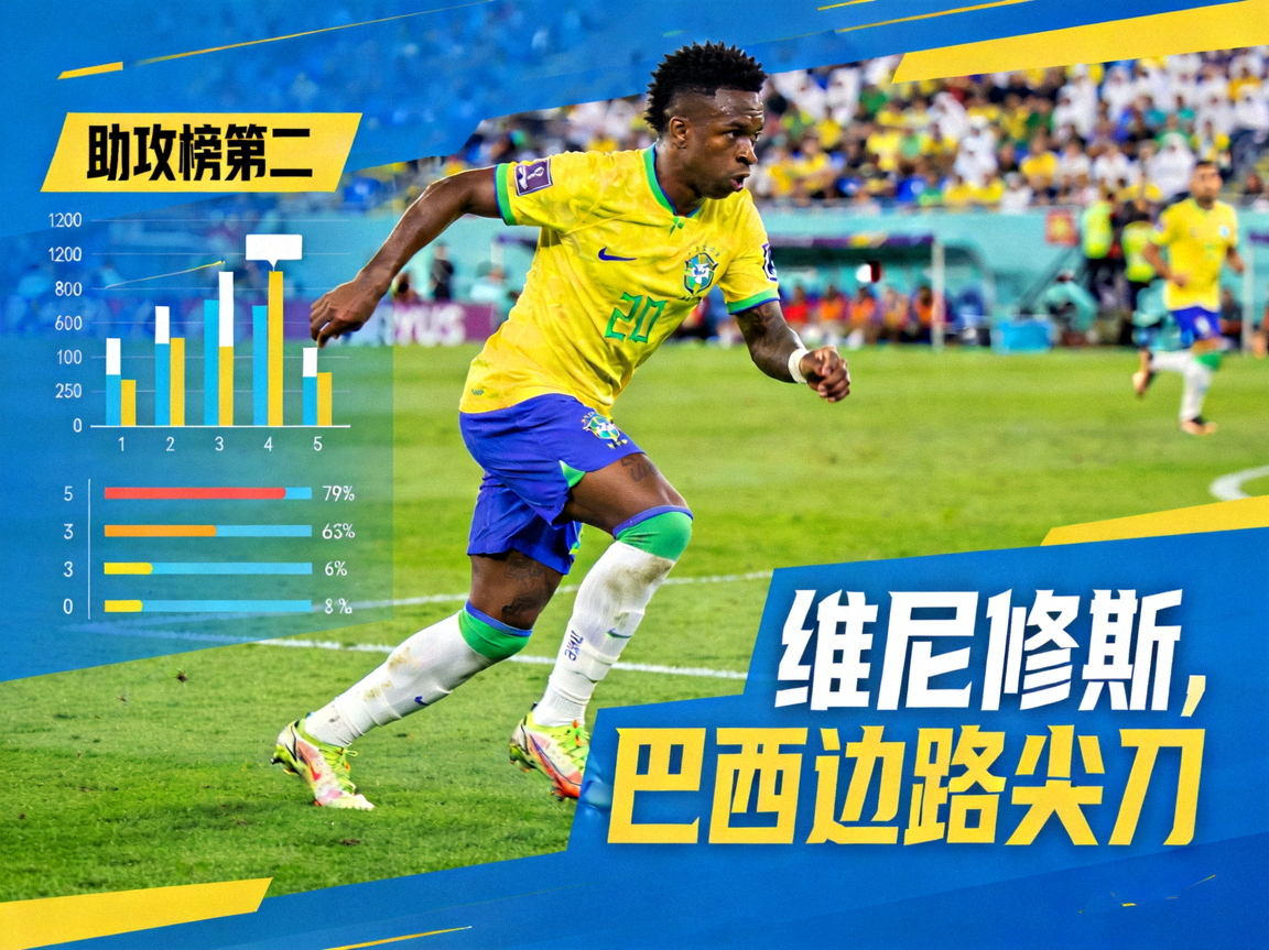 助攻榜第二：维尼修斯，巴西边路尖刀